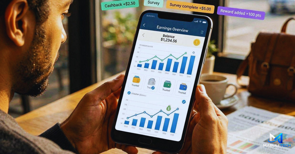 Pessoa utilizando aplicativos que pagam dinheiro de verdade no Android para ganhar renda extra online