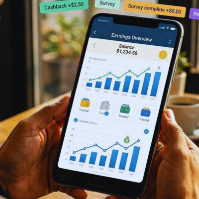 Pessoa utilizando aplicativos que pagam dinheiro de verdade no Android para ganhar renda extra online